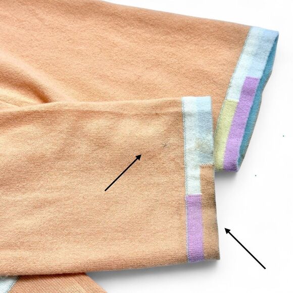 Vtg Chanel 99C Cruise 100% Cashmere Cardigan Peach FR36 CC Logo Button Old Money - Picture 8 of 11